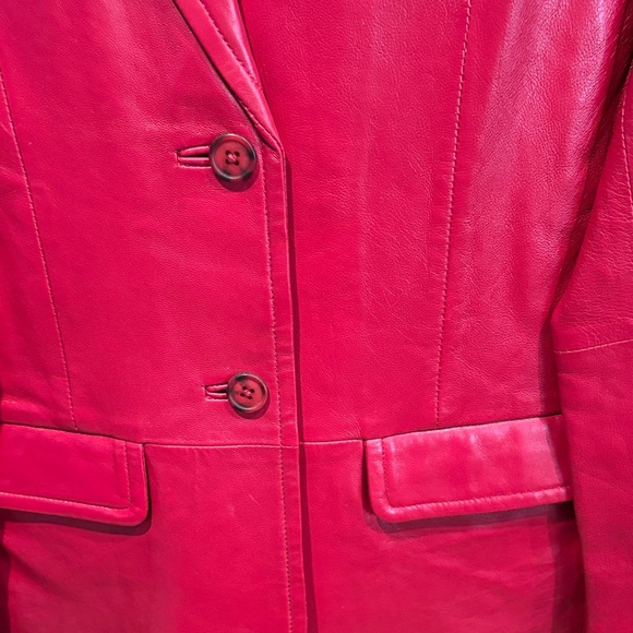 Margaret Godfrey Women's Vibrant Red Leather Blazer! - Picture 3 of 6
